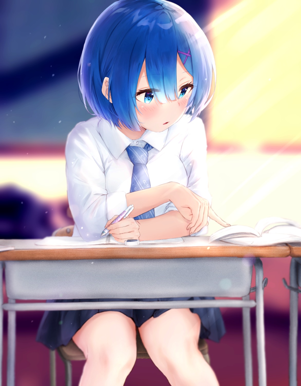 haru_(re_ilust), re:zero_kara_hajimeru_isekai_seikatsu, rem_(re_zero), seifuku