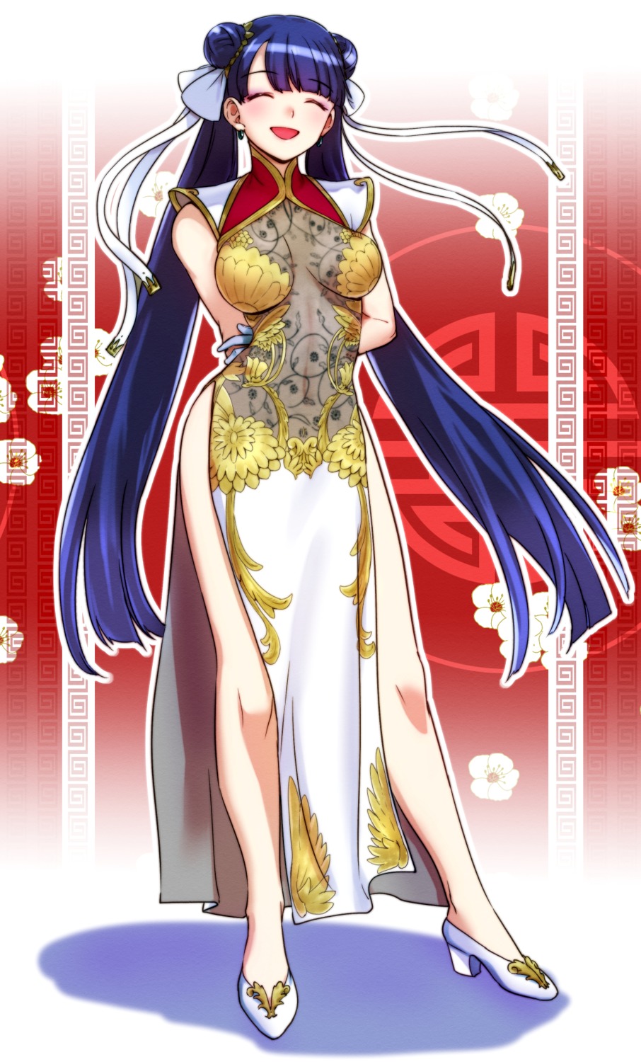 aoba_(smartbeat), chinadress, fate/grand_order, heels, no_bra, saint_martha, see_through