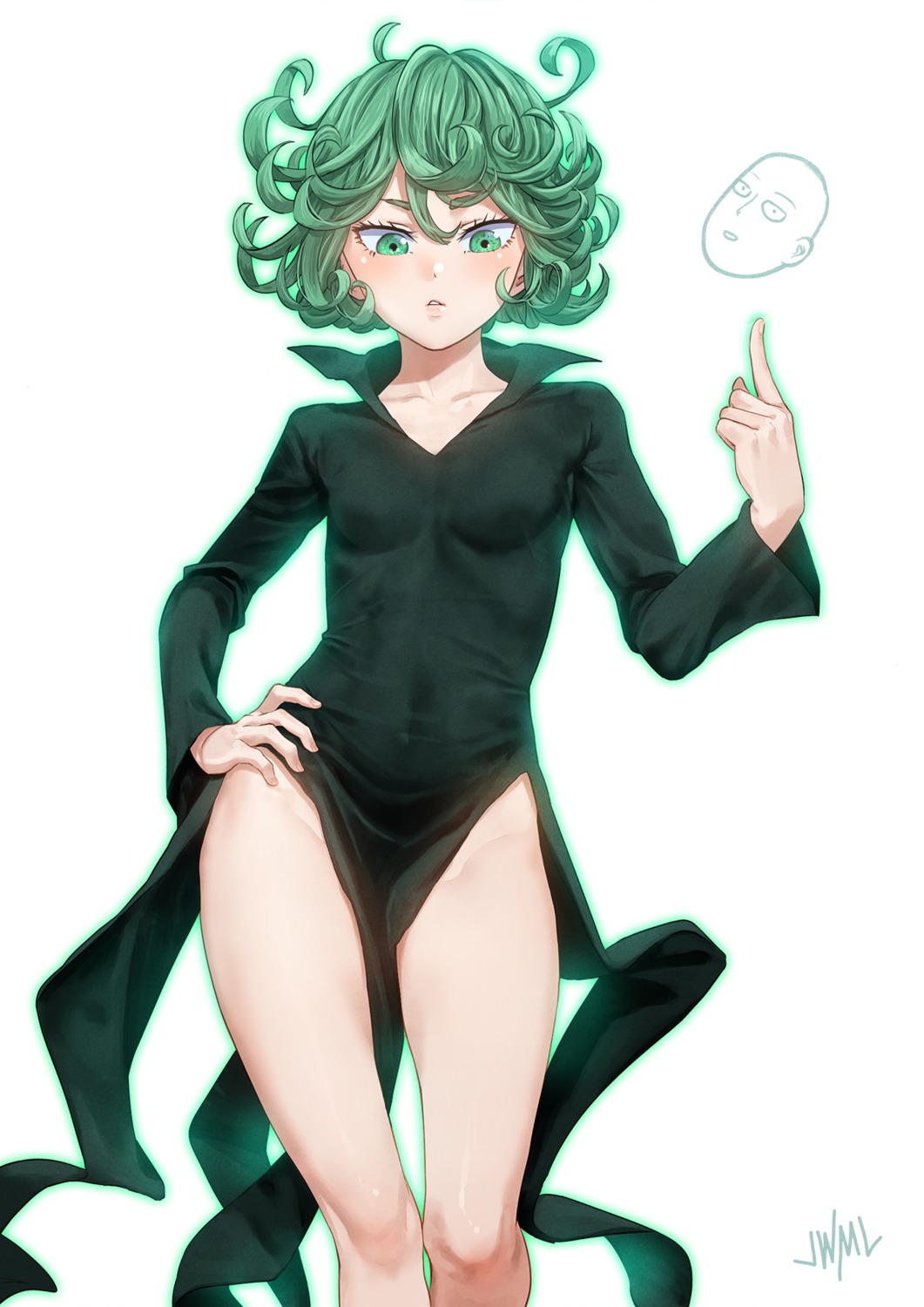 dress, one_punch_man, saitama, steamy_tomato, tatsumaki_(one_punch_man)