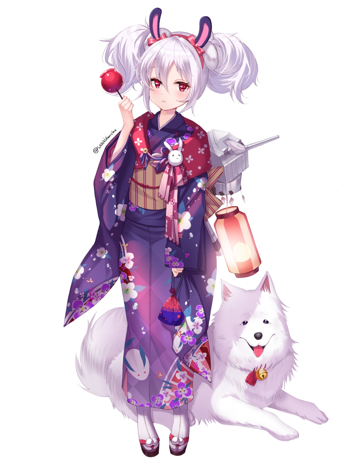 animal_ears, azur_lane, bunny_ears, kimono, laffey_(azur_lane), sarablanche
