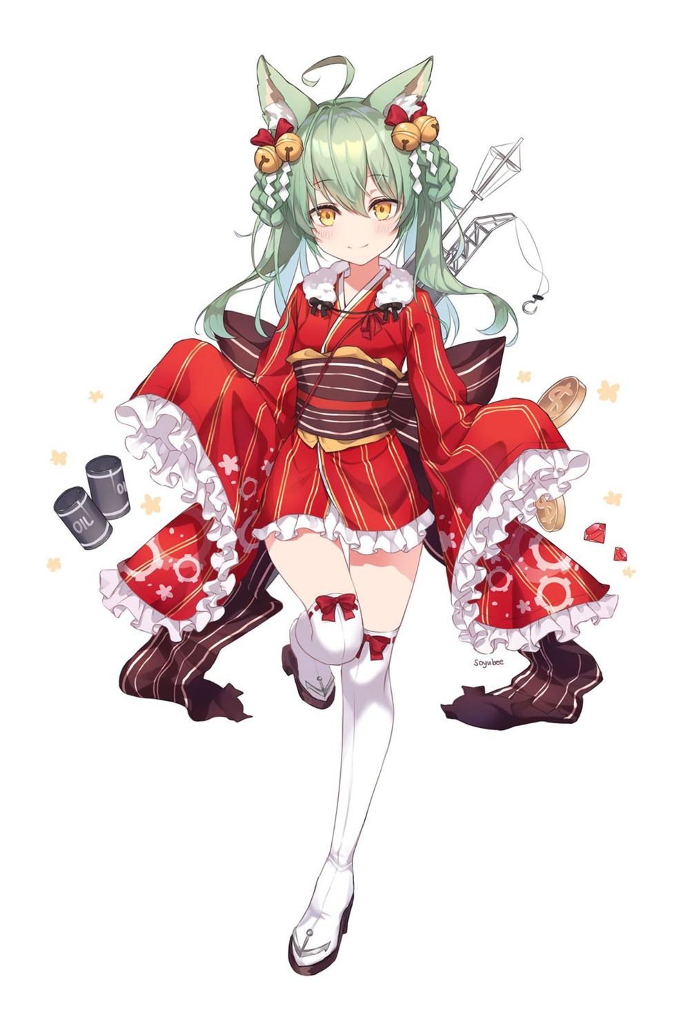 akashi_(azur_lane), animal_ears, azur_lane, heels, lolita_fashion, soyubee, thighhighs, wa_lolita