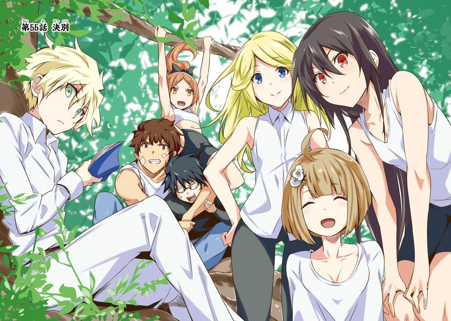 akame, akame_ga_kill!_zero, bike_shorts, cleavage, cornelia_(akame_ga_kill!), green_(akame_ga_kill!), guy_(akame_ga_kill!), megane