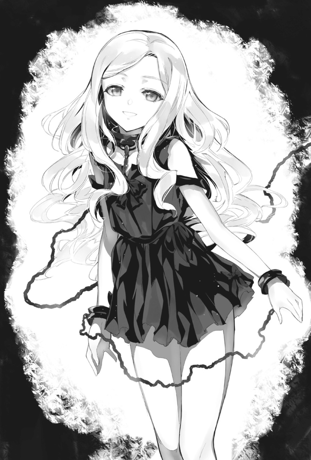 arisa_(death_march), bondage, death_march_kara_hajimaru_isekai_kyousoukyoku, dress, monochrome, shrimpman