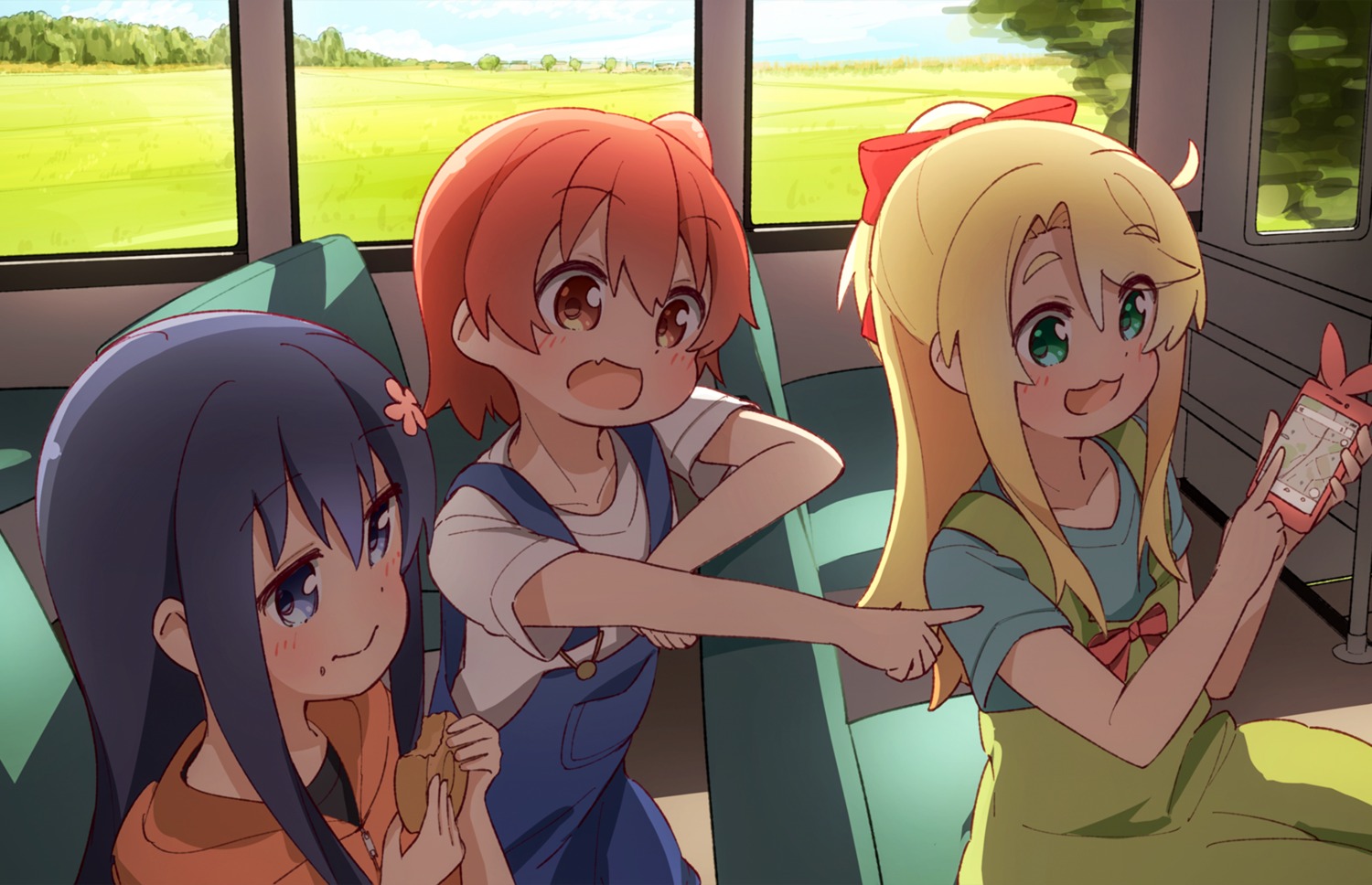 dress, himesaka_noa, hoshino_hinata, manse, overalls, shirosaki_hana, watashi_ni_tenshi_ga_maiorita!