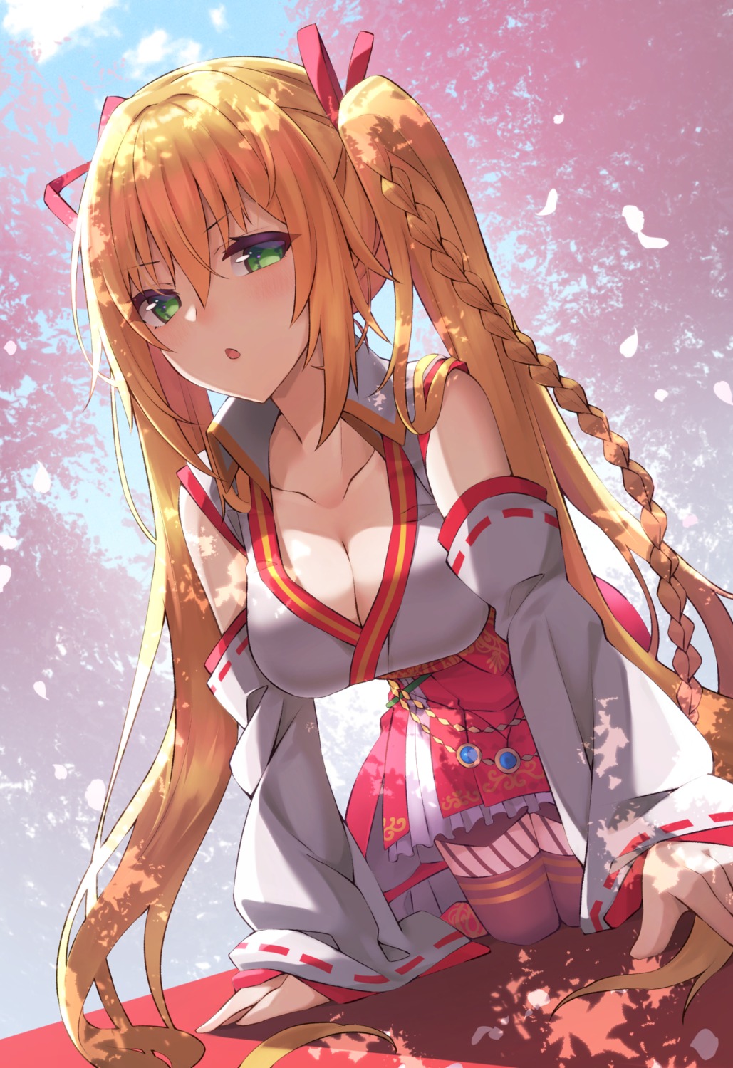 .live, ashisi, cleavage, idol-bu, kongou_iroha, miko, thighhighs