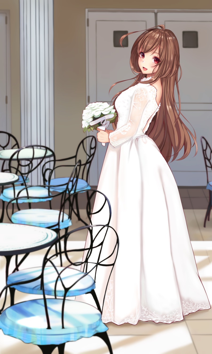 dress, nurumaru_yu, the_idolm@ster, the_idolm@ster_shiny_colors, tsukioka_kogane, wedding_dress