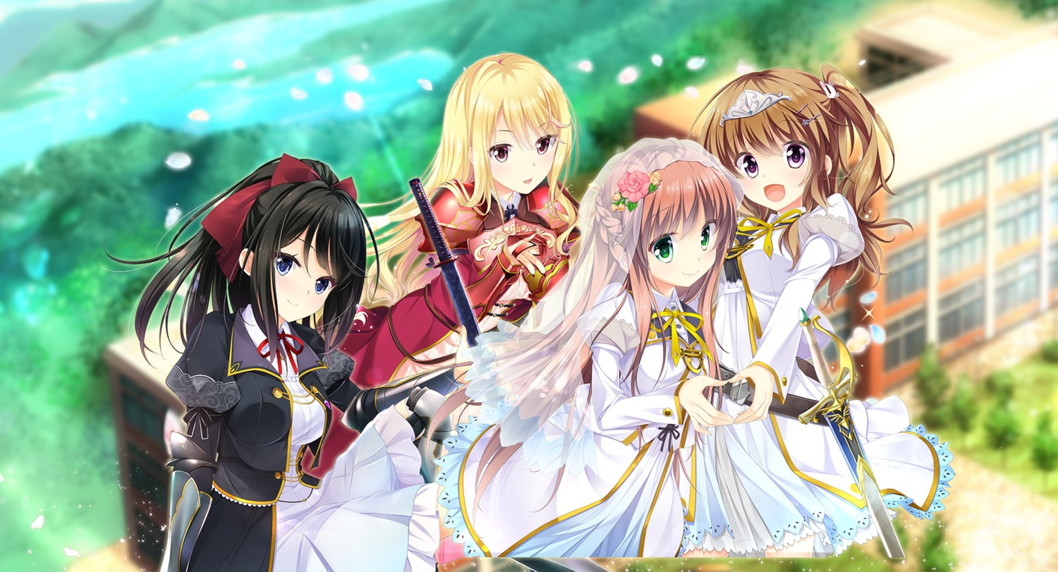 armor, ensemble_sweet, otome_kishi_ima_sugu_watashi_wo_dakishimete, seifuku, sword, tagme, trap