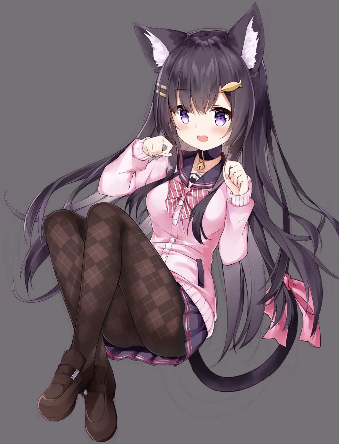 animal_ears, fuyuki030, heels, nekomimi, pantsu, pantyhose, seifuku, skirt_lift, sweater, tail, transparent_png