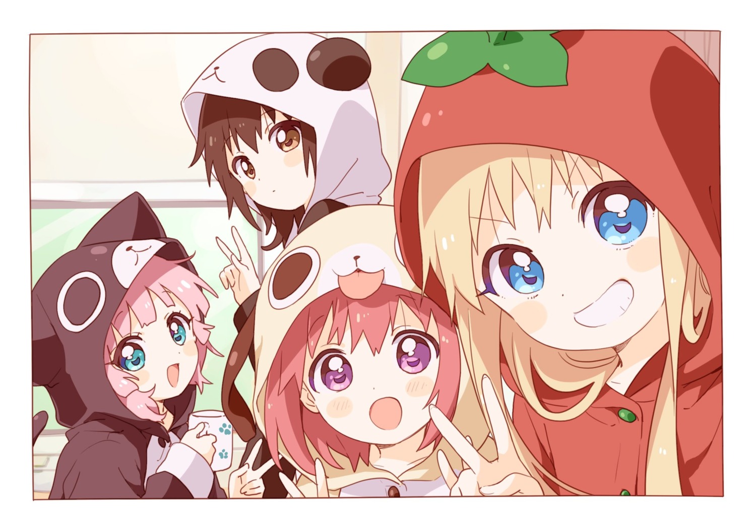 akaza_akari, funami_yui, namori, pajama, toshinou_kyouko, yoshikawa_chinatsu, yuru_yuri
