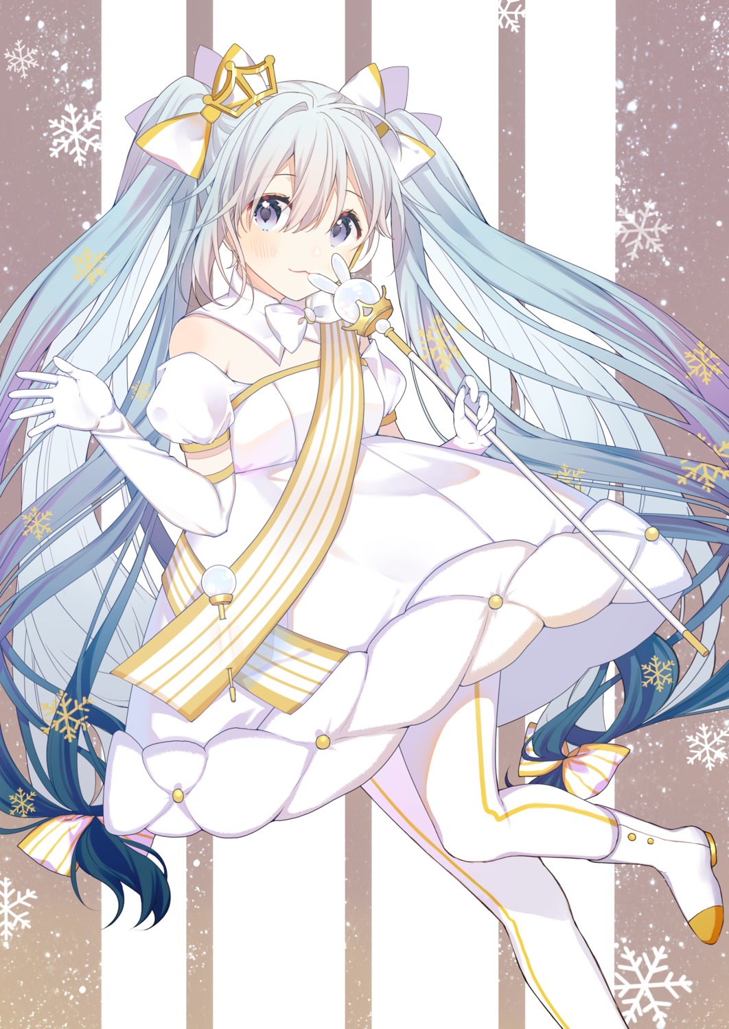 dress, hatsune_miku, heels, kakami_(pixiv7616827), pantyhose, vocaloid, yuki_miku