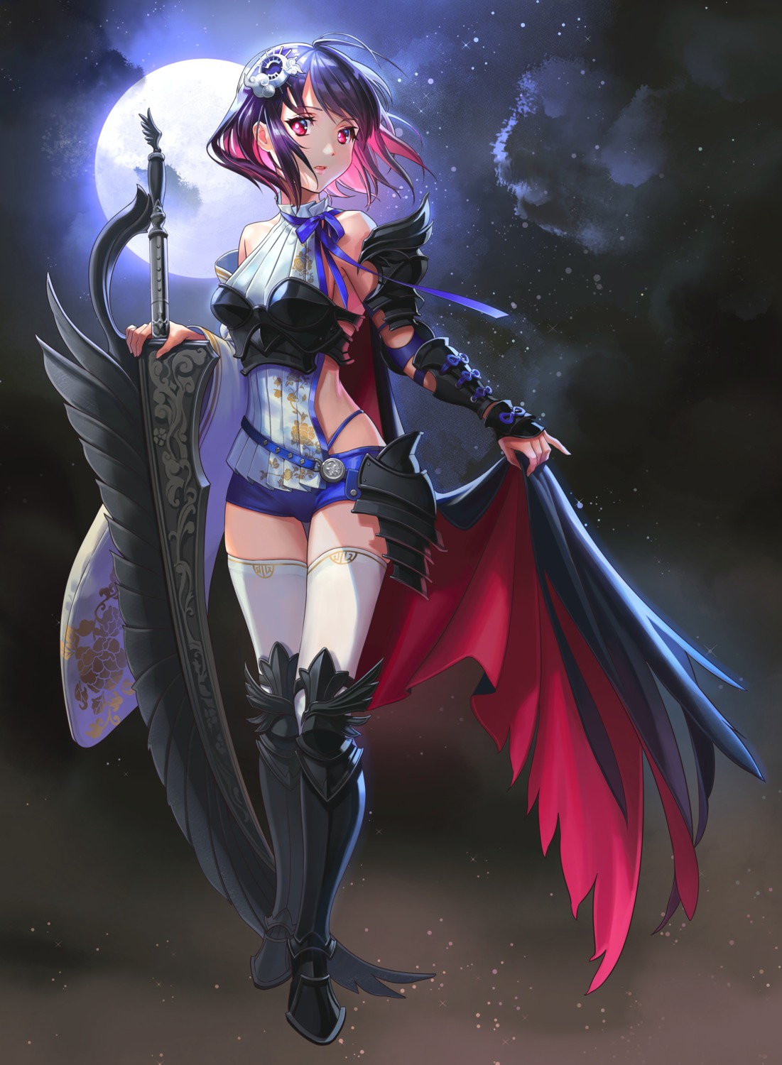 armor, butyou_(mika1412), houchi_shoujo, japanese_clothes, sword, thighhighs