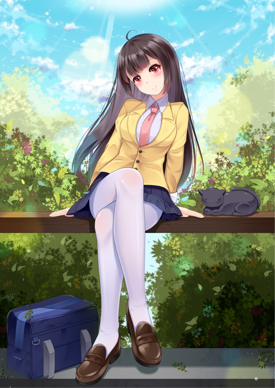 fengli_(709622571), heels, pantyhose, seifuku