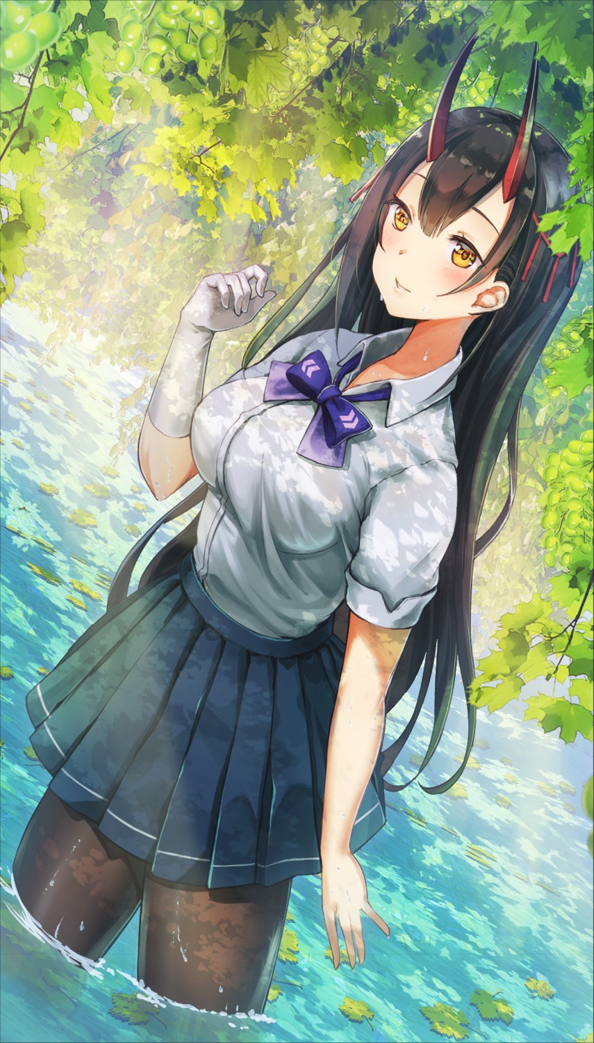 azur_lane, horns, pantyhose, suzuya_(azur_lane), wet, wet_clothes, yu_ni_t