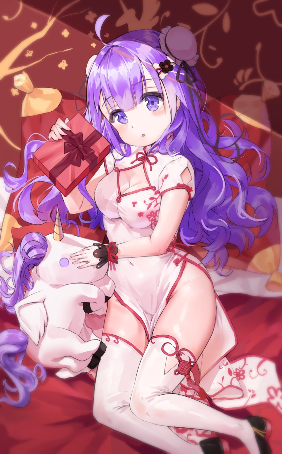 azur_lane, chinadress, cleavage, kian, thighhighs, unicorn_(azur_lane), valentine