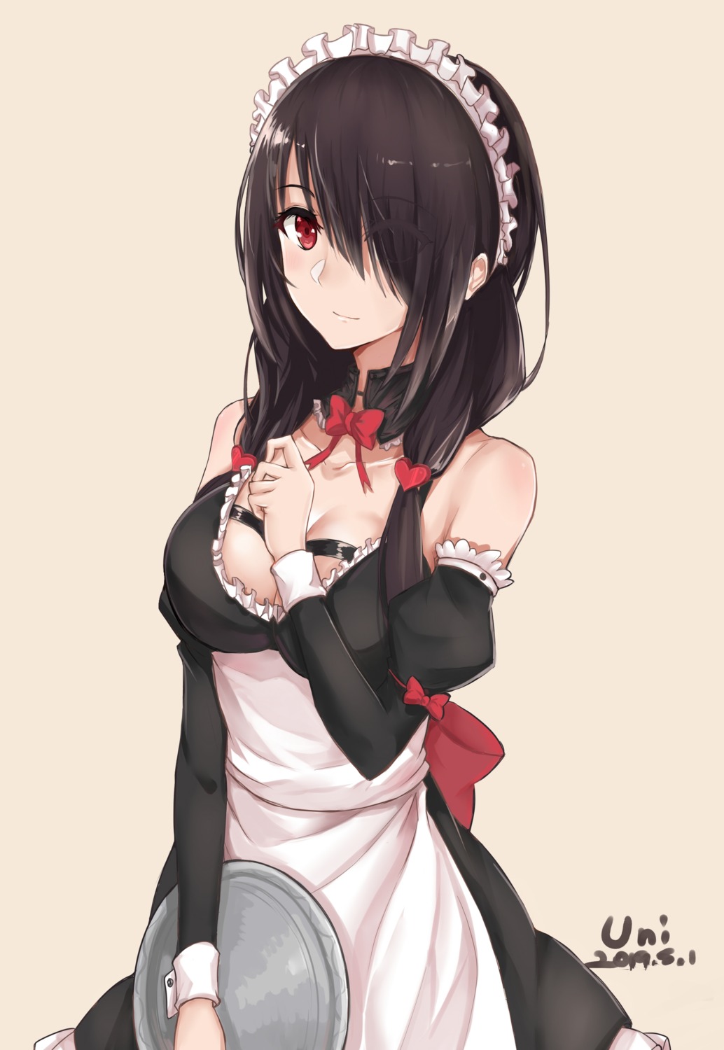 breast_hold, cleavage, date_a_live, maid, tokisaki_kurumi, unique