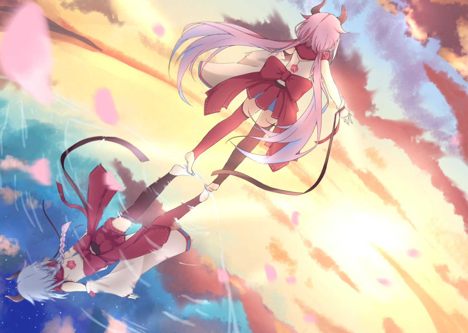horns, japanese_clothes, kotohira_akina, meika_hime, meika_mikoto, thighhighs, vocaloid, wet