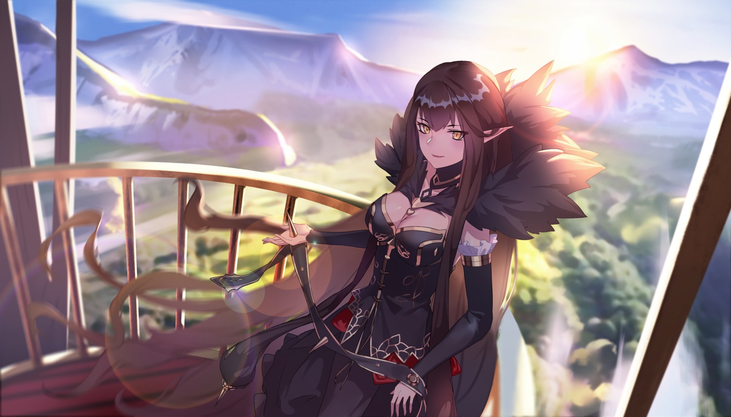 cleavage, dress, fate/apocrypha, fate/stay_night, mifachu_(1064317697), pointy_ears, semiramis_(fate)