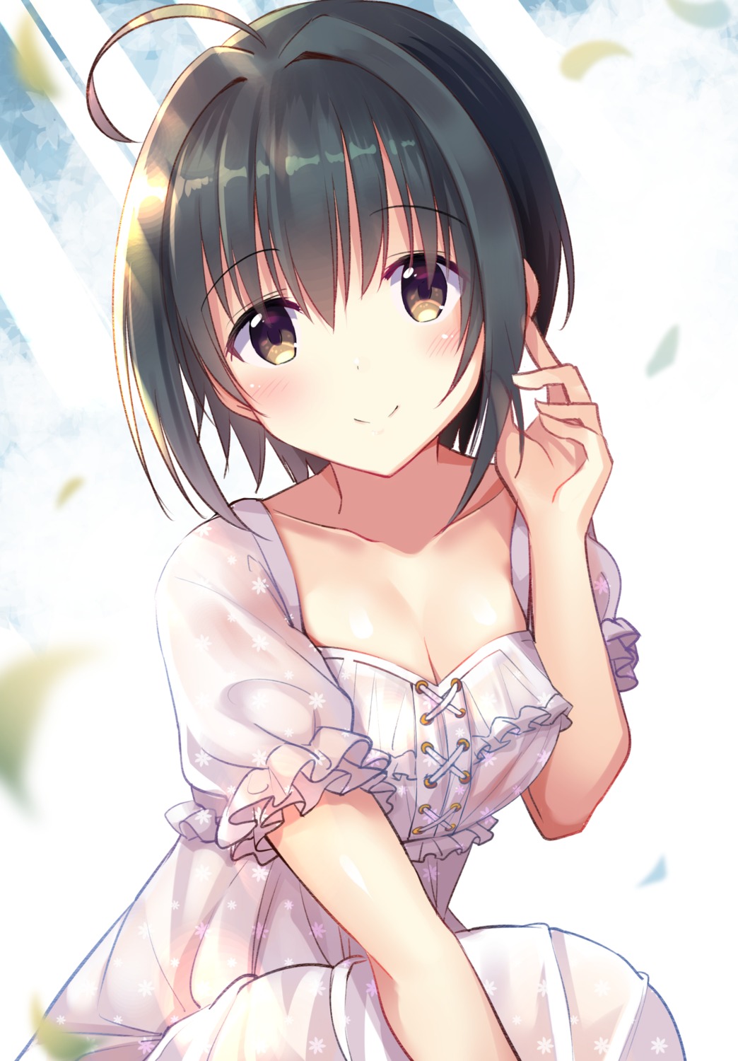 artist_revision, cleavage, dress, kohinata_miho, see_through, the_idolm@ster, the_idolm@ster_cinderella_girls, yurin