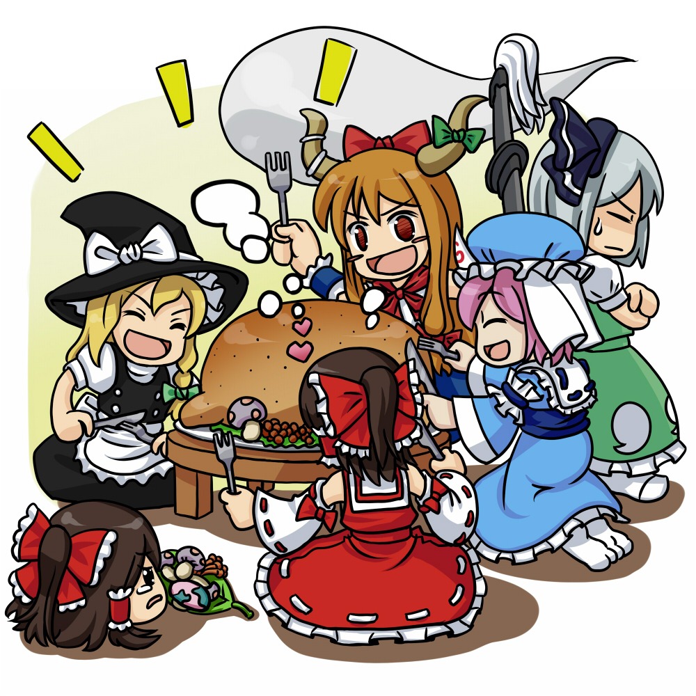 akachuu_no_gema, hakurei_reimu, ibuki_suika, kirisame_marisa, konpaku_youmu, saigyouji_yuyuko, touhou, yukkuri_shiteitte_ne