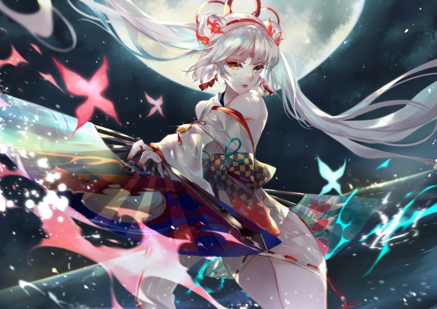 japanese_clothes, onmyouji, shiranui_(onmyouji), tattoo, vardan