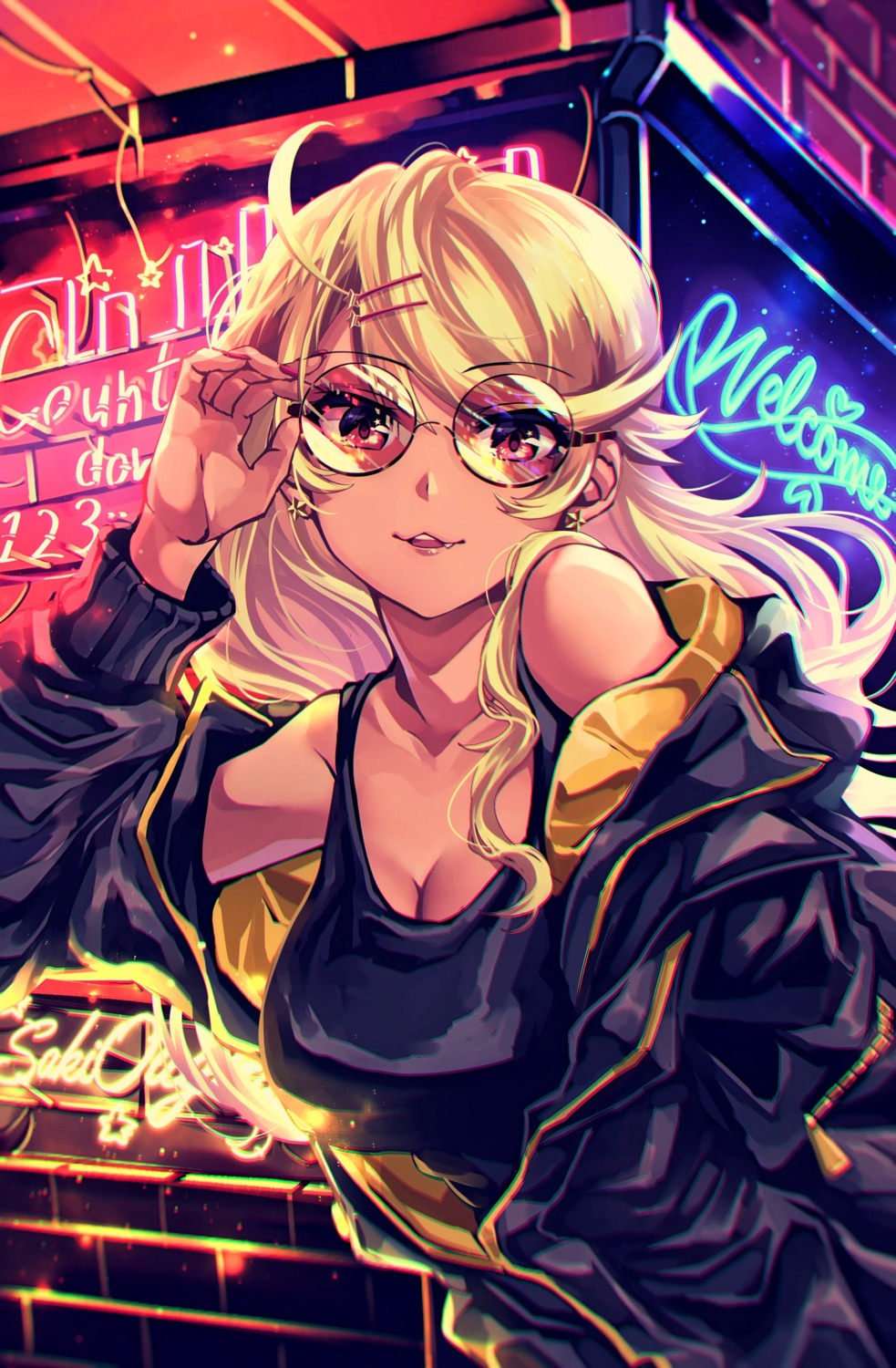 amaryllis_gumi, cleavage, megane, ouga_saki, shashaki