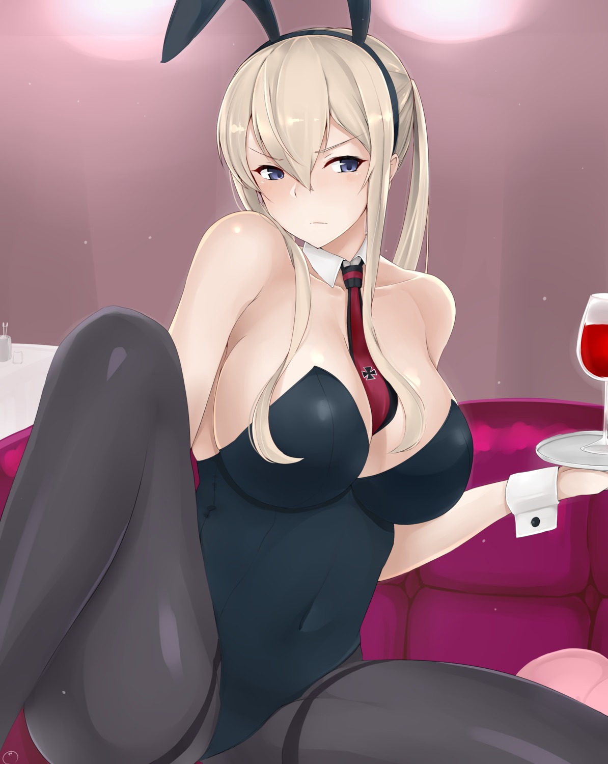 animal_ears, bunny_ears, bunny_girl, cleavage, graf_zeppelin_(kancolle), kantai_collection, maruya1006, pantyhose