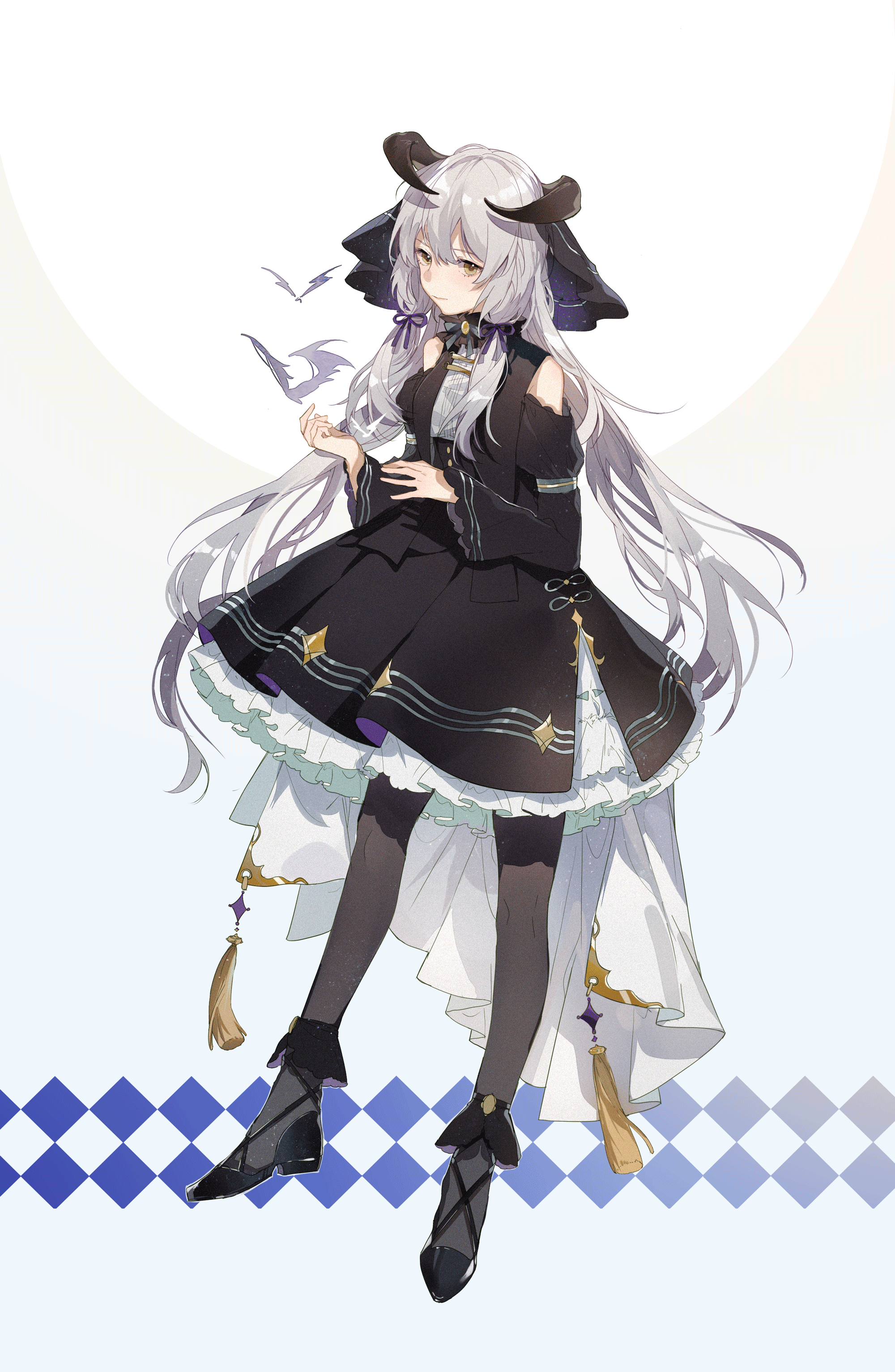 dress, heels, horns, pantyhose, stardust_(vocaloid), sumery, vocaloid
