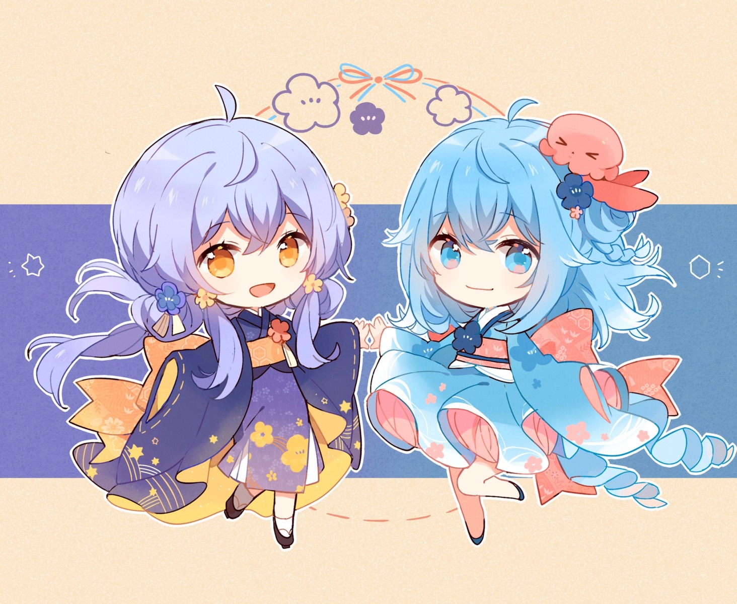 chibi, haiyi, japanese_clothes, kimono, maple040, stardust_(vocaloid), synthesizer_v, vocaloid