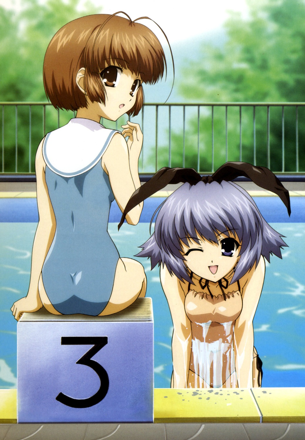 inohara_haruhi, swimsuits, touno_senna, w-wish, wet