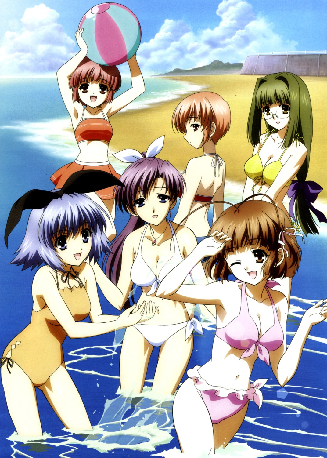 bikini, cleavage, fujie_sana, iida_akino, inohara_haruhi, kishida_tomo, megane, ootori_tsubasa