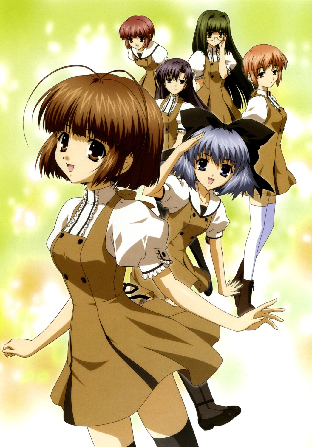 dress, fujie_sana, iida_akino, inohara_haruhi, kishida_tomo, megane, ootori_tsubasa, seifuku