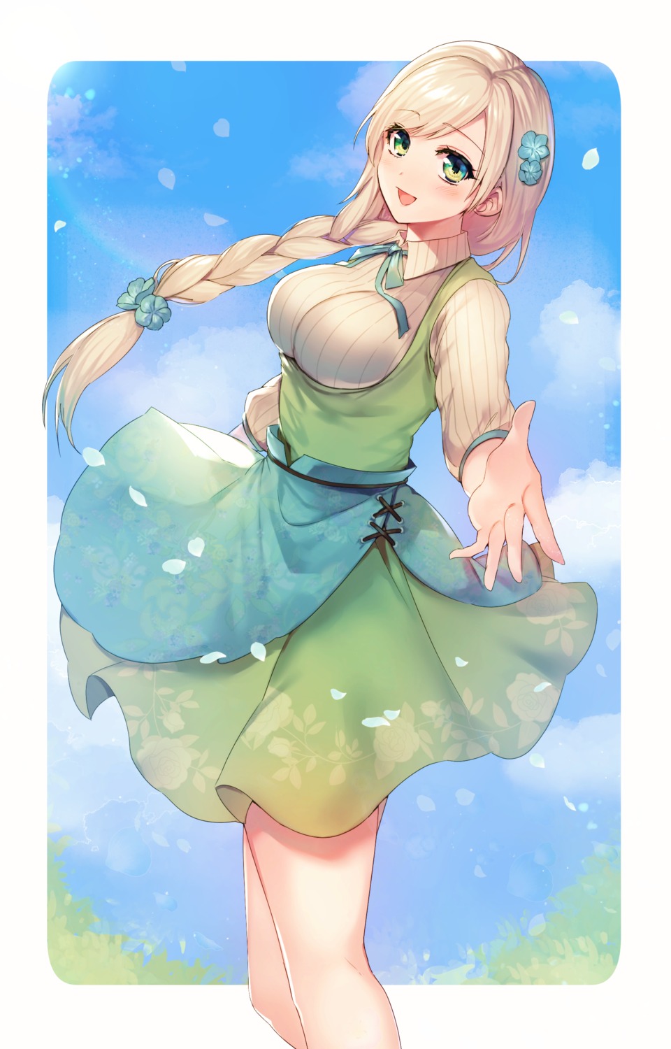 dress, nanase_chiori, skirt_lift, sweater
