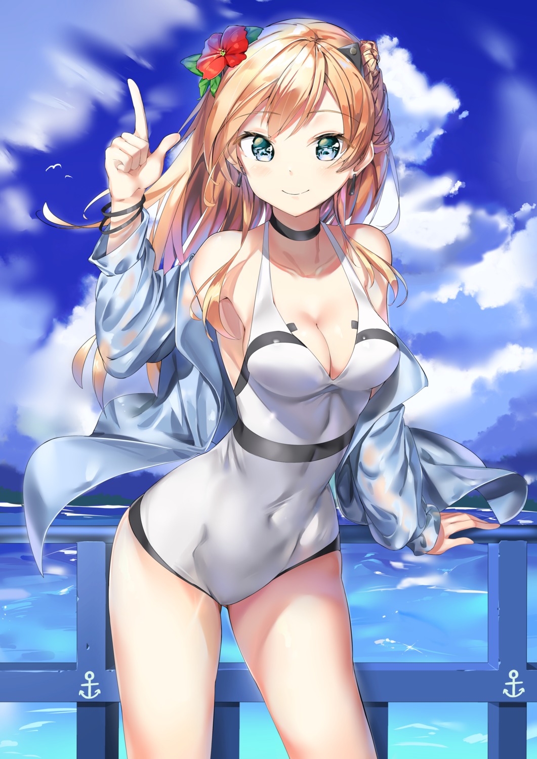 cleavage, girls_frontline, k5_(girls_frontline), kuse_(0201), swimsuits