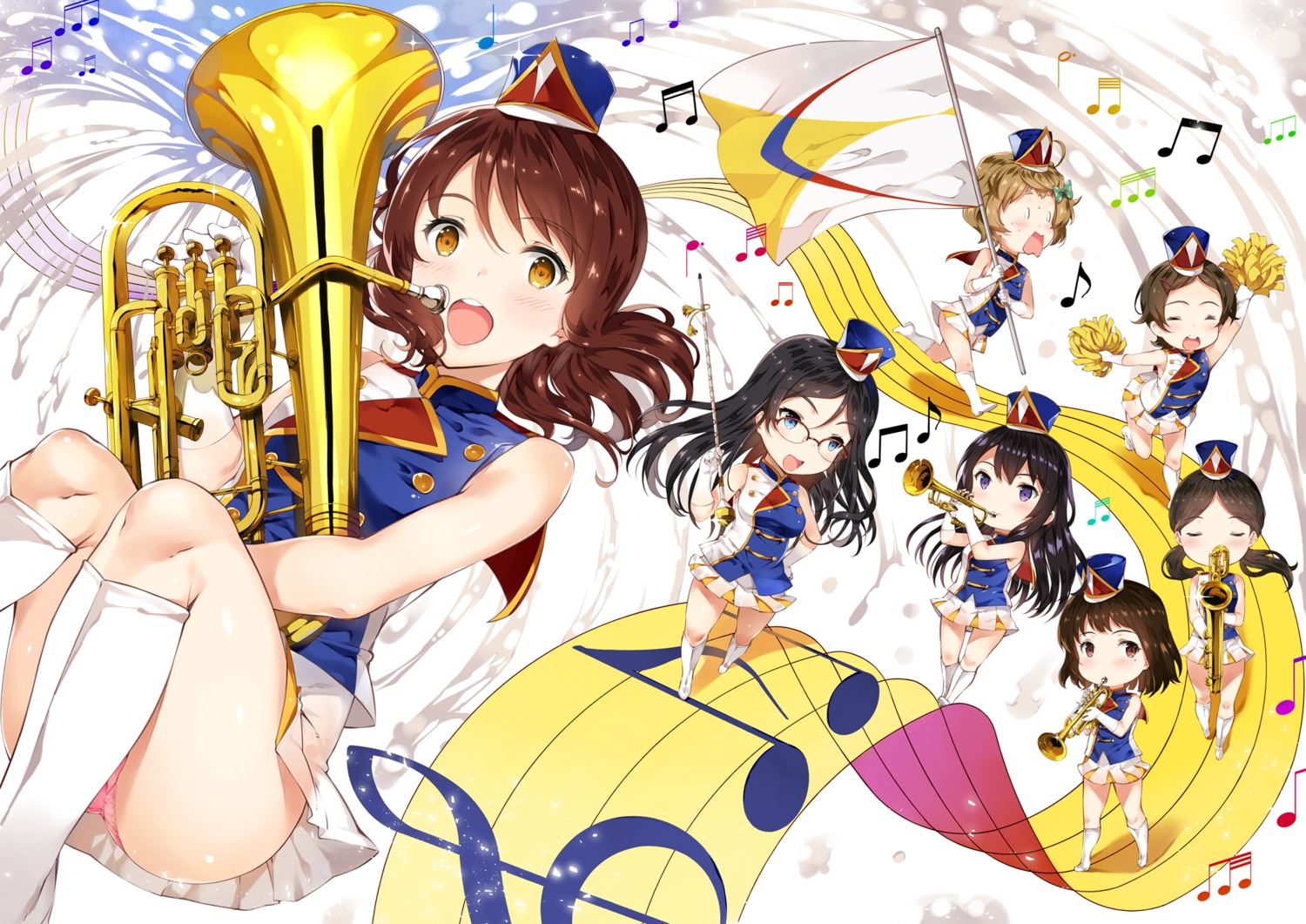 chibi, hibike!_euphonium, katou_hazuki_(hibike!_euphonium), kawashima_sapphire, kousaka_reina, megane, nakaseko_kaori, ogasawara_haruka, oumae_kumiko, pantsu, tachibana_yuu, tanaka_asuka, uniform