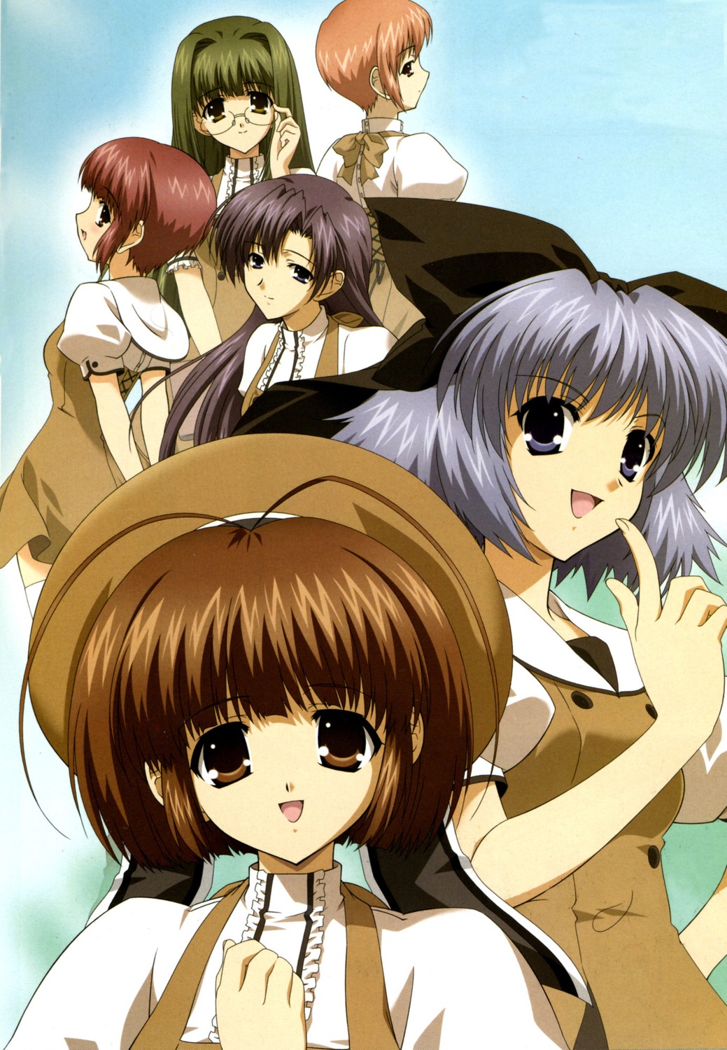 dress, fujie_sana, iida_akino, inohara_haruhi, kishida_tomo, megane, ootori_tsubasa, seifuku