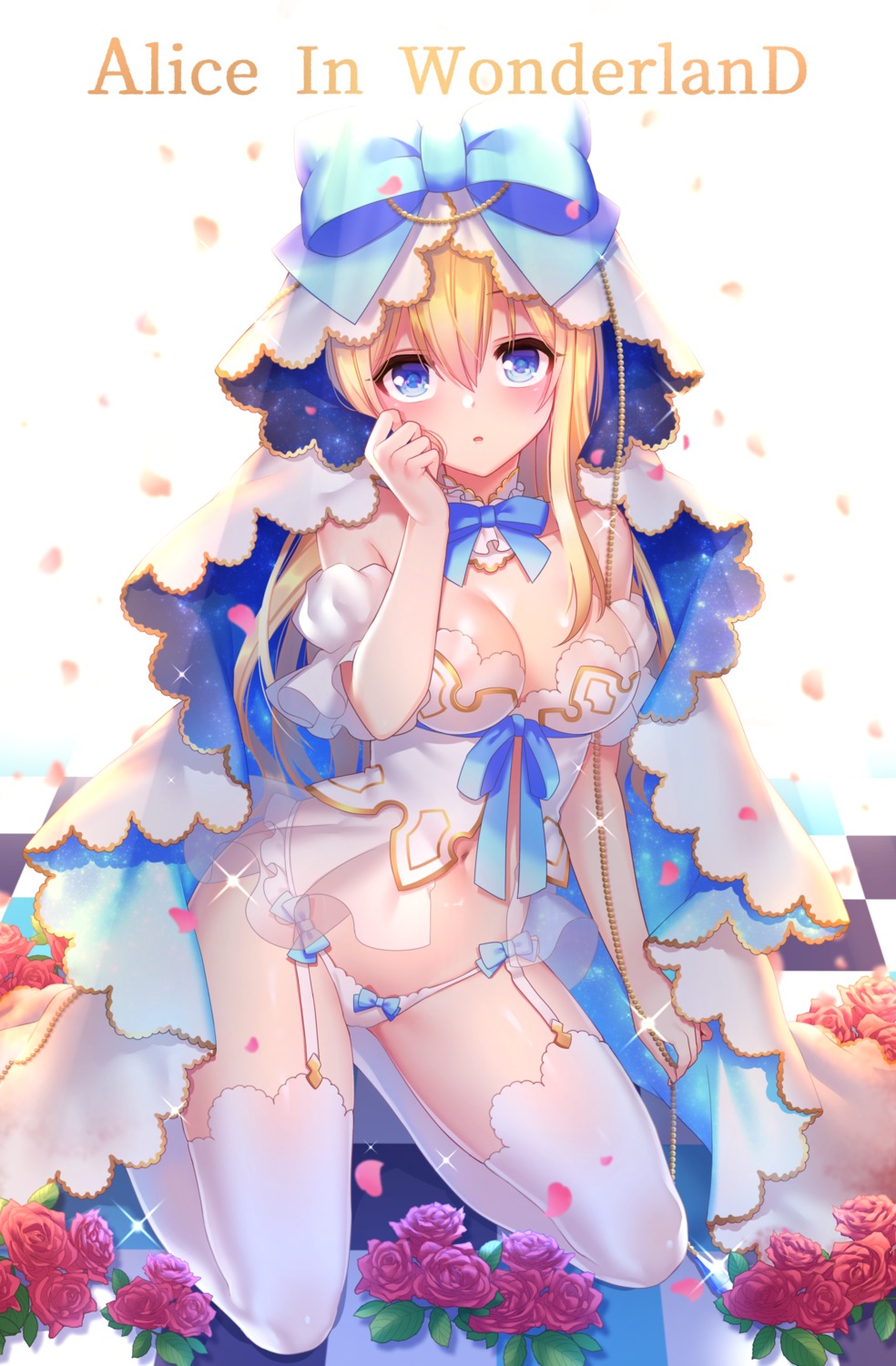 alice, alice_in_wonderland, cleavage, hoshina_meito, lingerie, pantsu, see_through, stockings, thighhighs