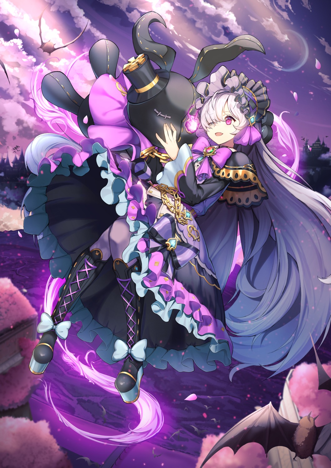 dress, gothic_lolita, king's_raid, lavril_(king's_raid), lolita_fashion, ohihil, skirt_lift