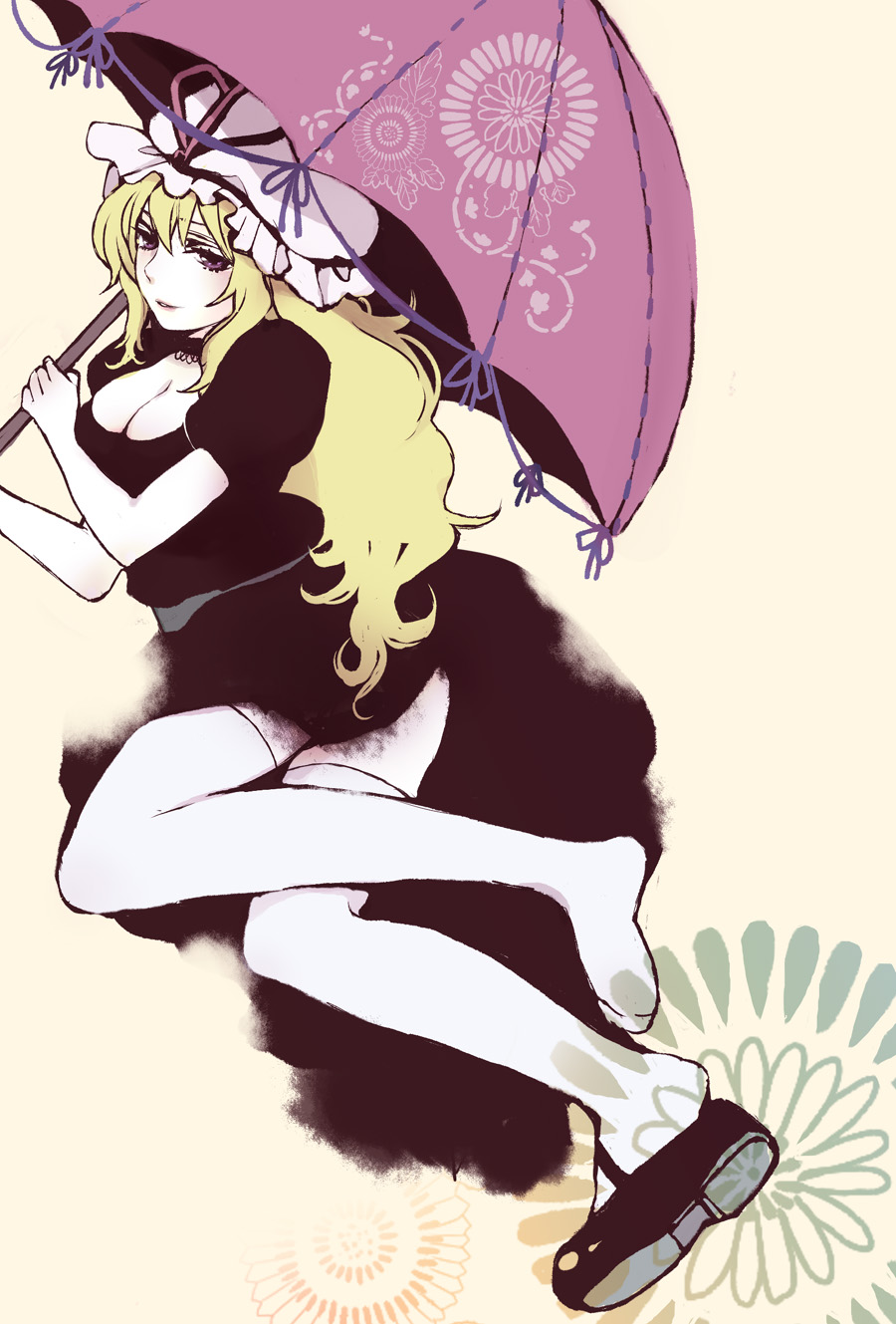 cleavage, lovecom, thighhighs, touhou, yakumo_yukari