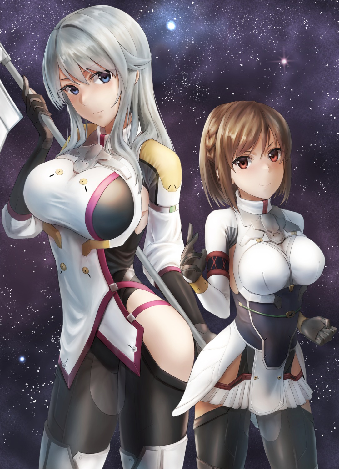 alice_gear_aegis, bodysuit, kokuzou, kondoh_chieri, sutegoro_shiina, thighhighs, uniform, weapon