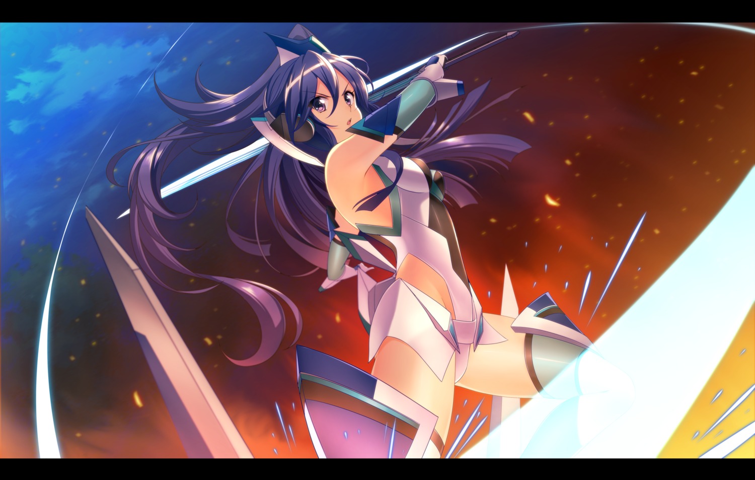 armor, kazanari_tsubasa, leotard, nyanmaru, senki_zesshou_symphogear, thighhighs, weapon