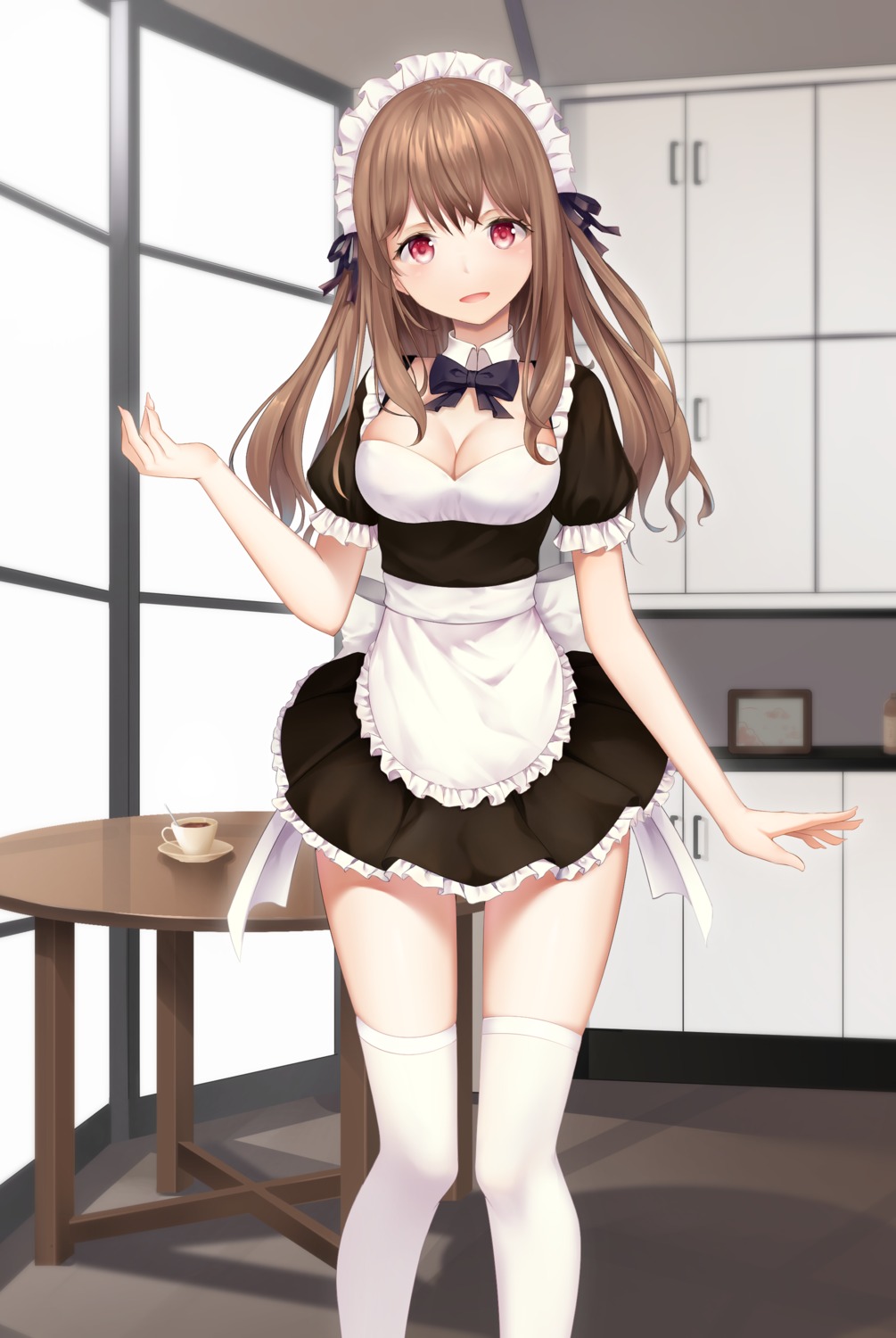 cleavage, karin_(fineyanny), maid, thighhighs