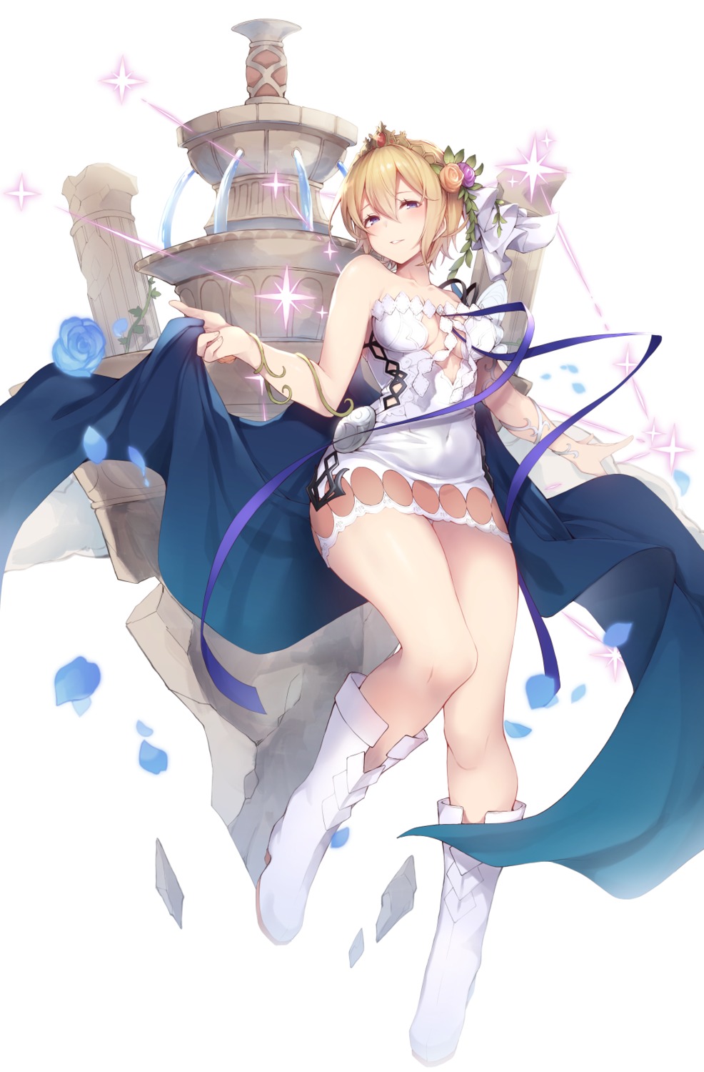 cleavage, dress, europa_(granblue_fantasy), granblue_fantasy, heels, nanahara_fuyuki, no_bra, pantsu