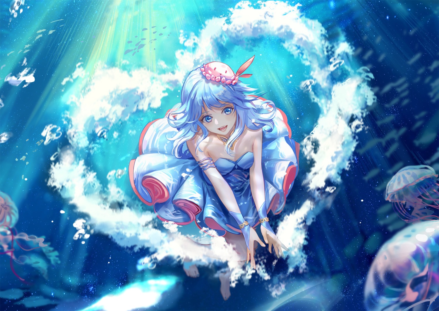 achyue, cleavage, dress, haiyi, skirt_lift, synthesizer_v