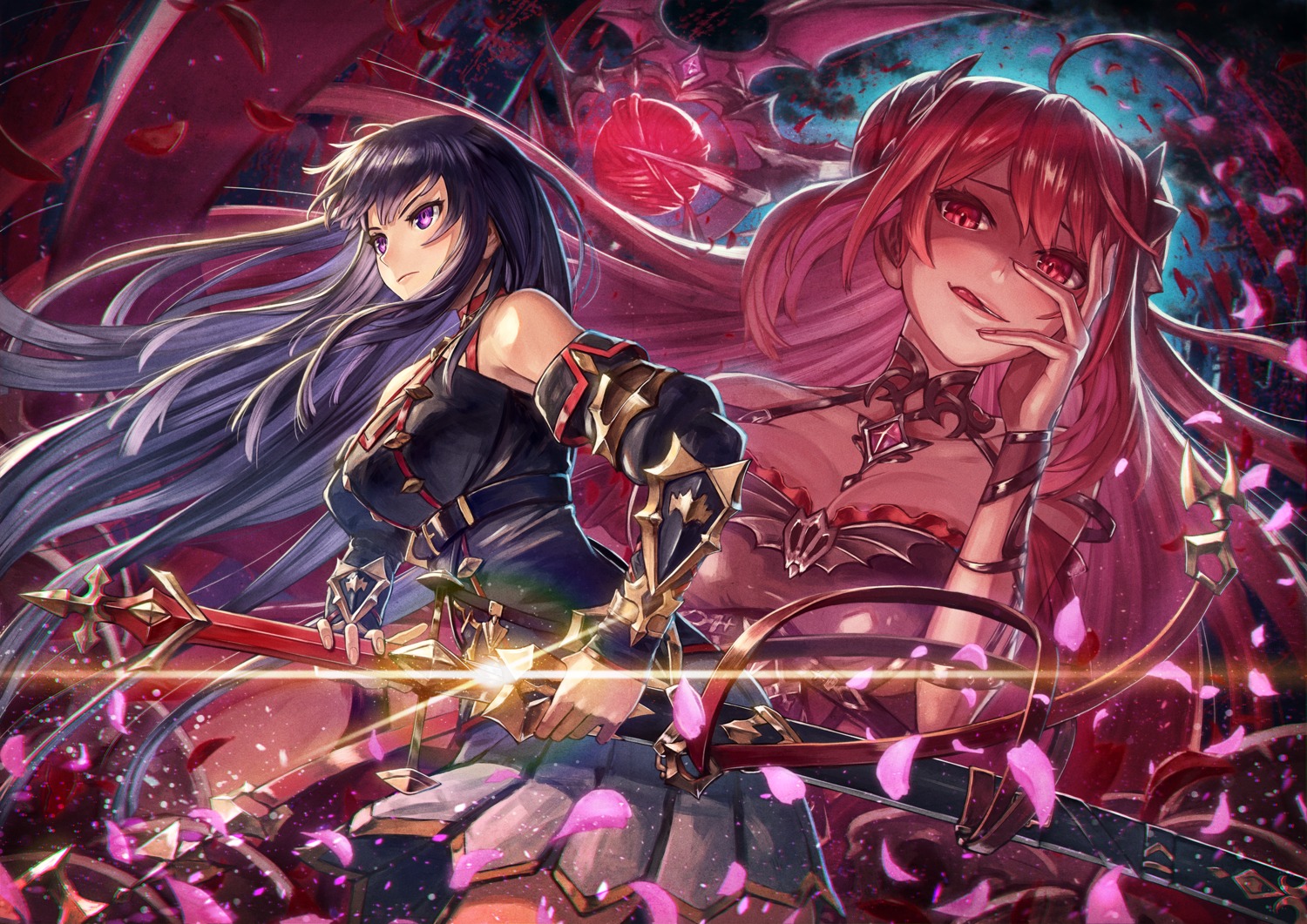 cleavage, erze_(king's_raid), king's_raid, kuroi_susumu, seria_(king's_raid), sword, weapon
