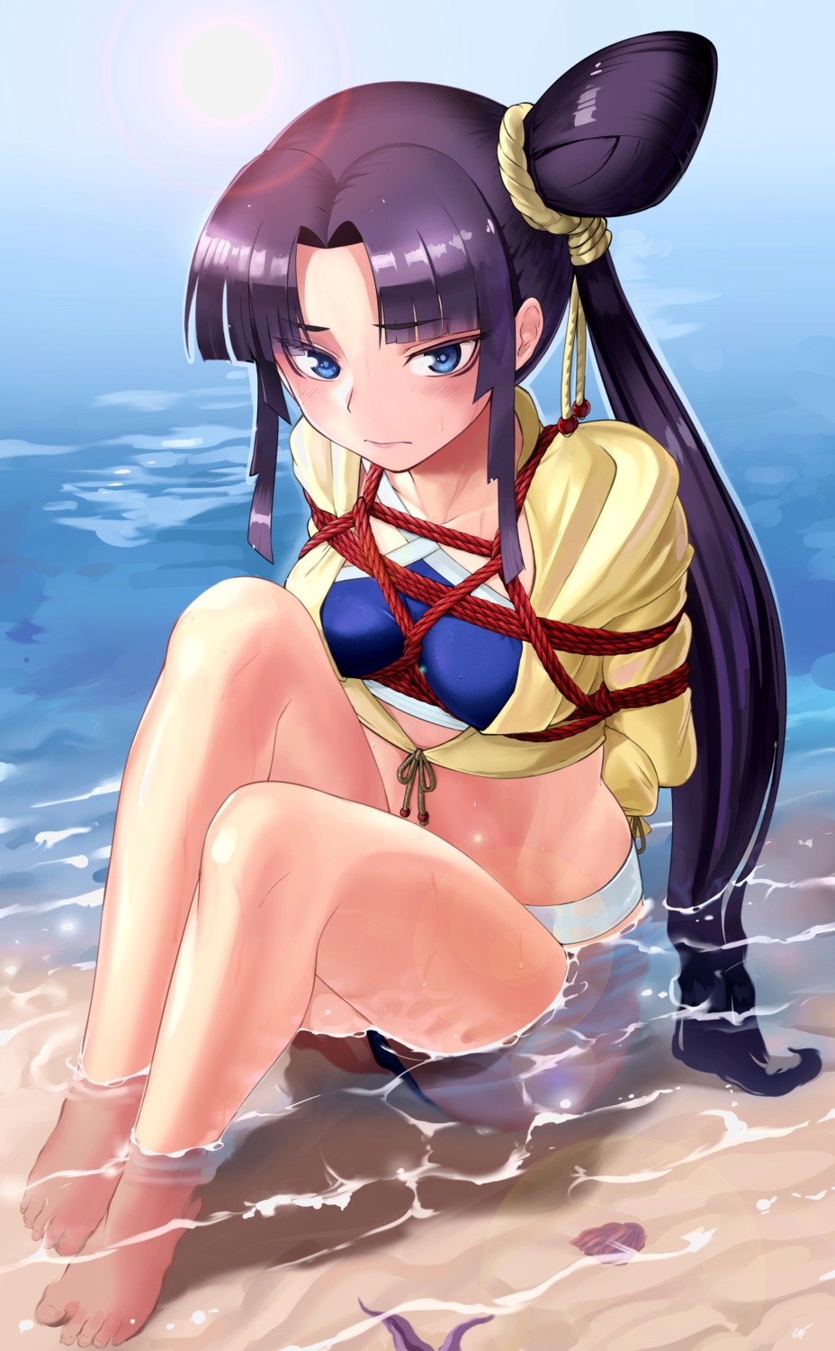bikini, bondage, fate/grand_order, sharpffffff, swimsuits, ushiwakamaru_(fate), wet
