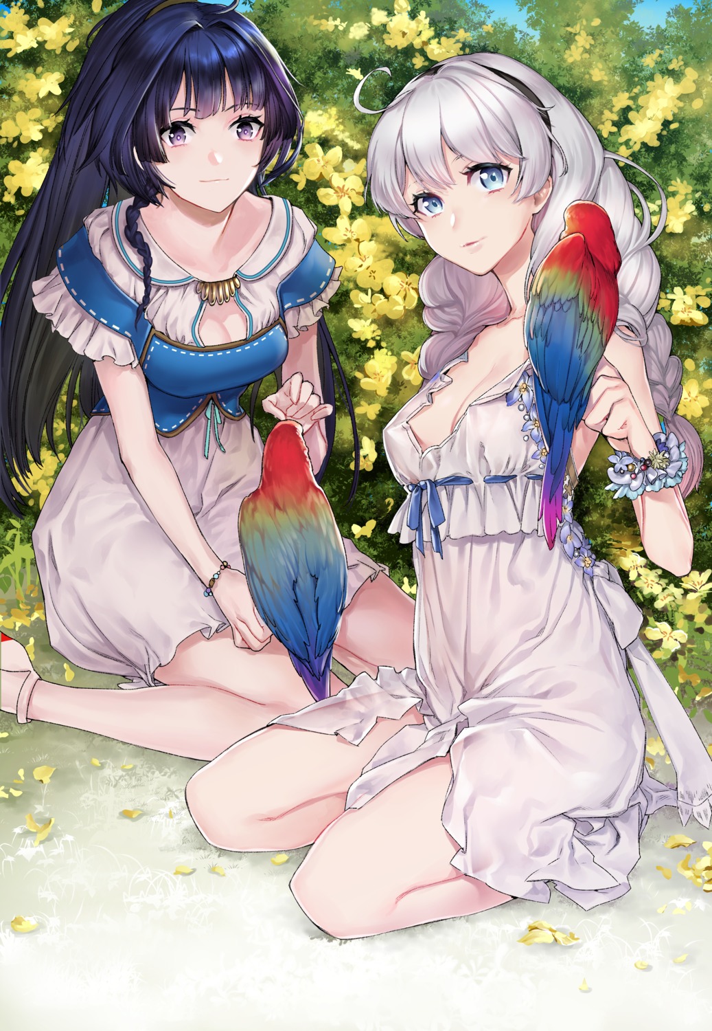 benghuai_xueyuan, cleavage, dress, honkai_impact, kiana_kaslana, no_bra, open_shirt, raiden_mei