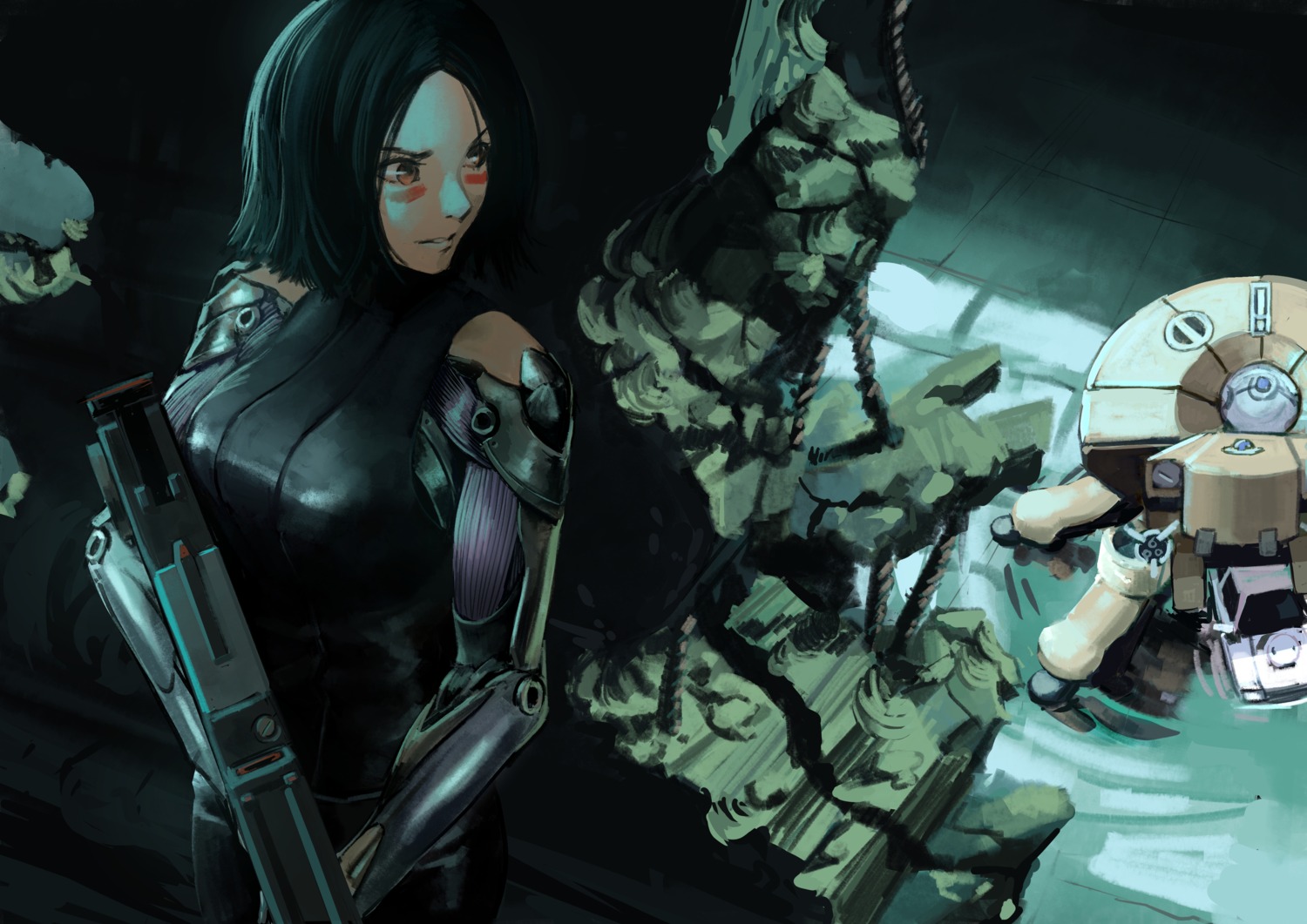 asukasaigao, gally, ghost_in_the_shell, gun, gunnm, mecha, mecha_musume, parody