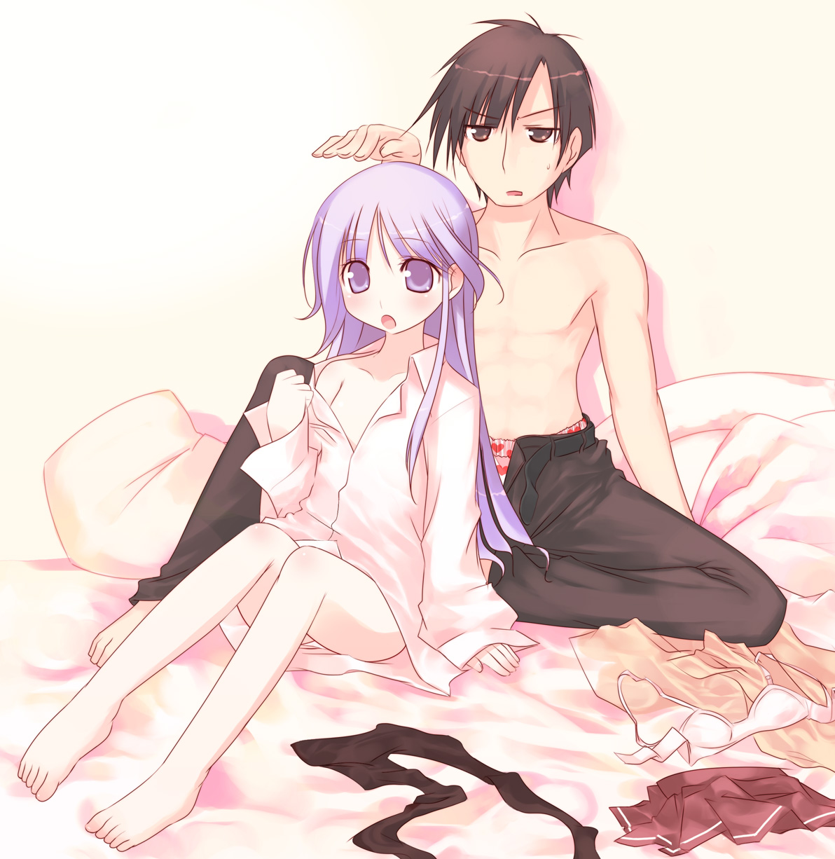 happiness, kashiwamochi_yomogi, kohinata_yuma, trap, watarase_jun