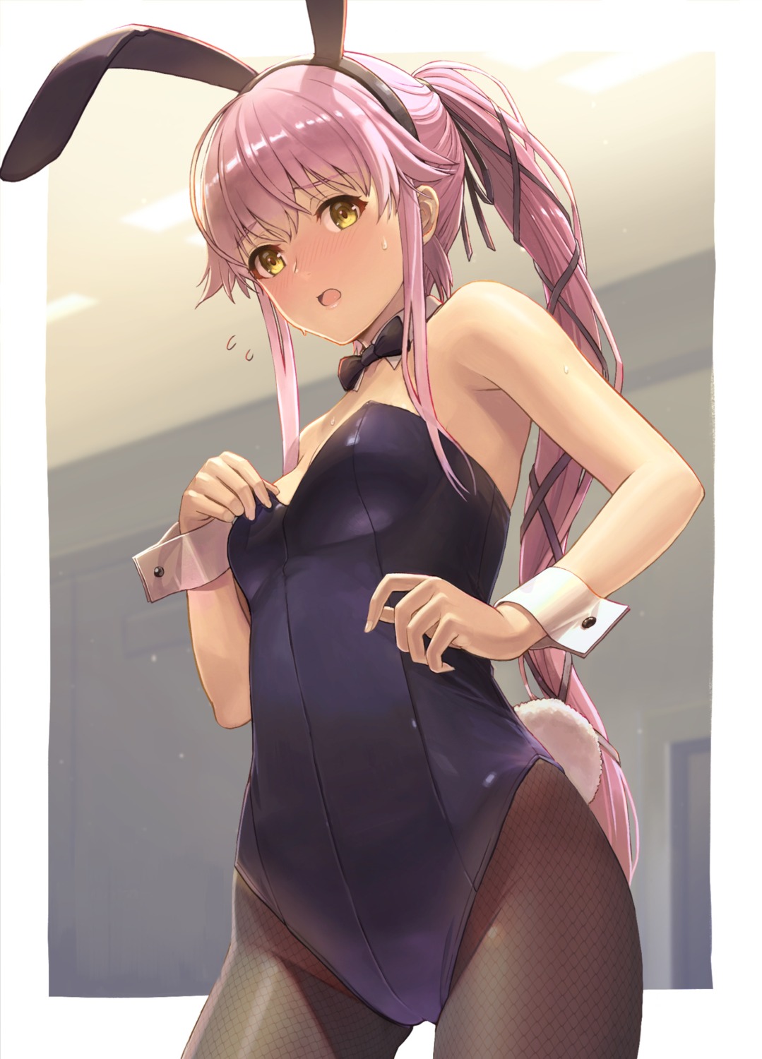 animal_ears, bunny_ears, bunny_girl, fishnets, kantai_collection, pantyhose, tail, tantaka, yura_(kancolle)