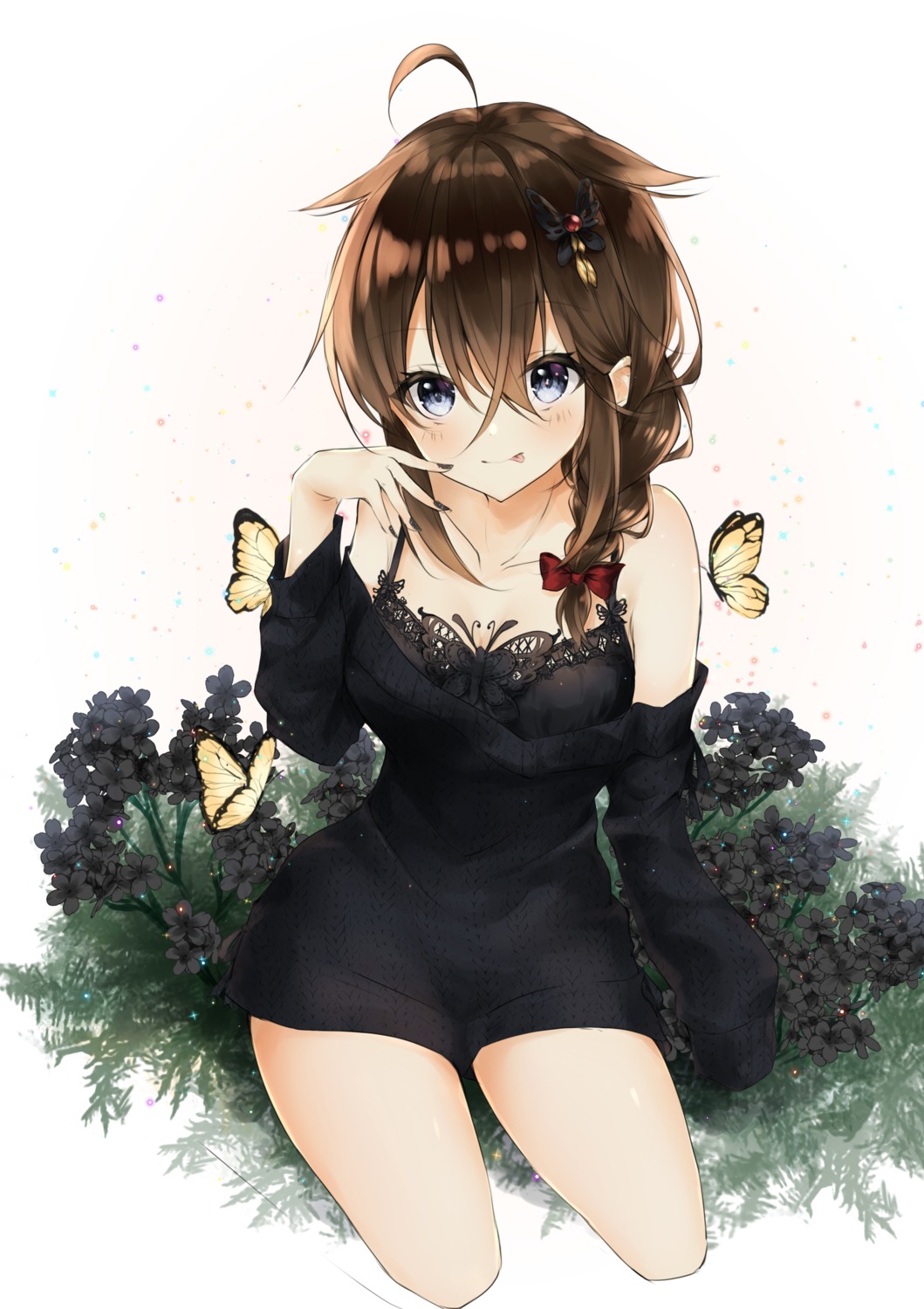 bra, cleavage, kantai_collection, shigure_(kancolle), sweater, uzuki_tsukuyo